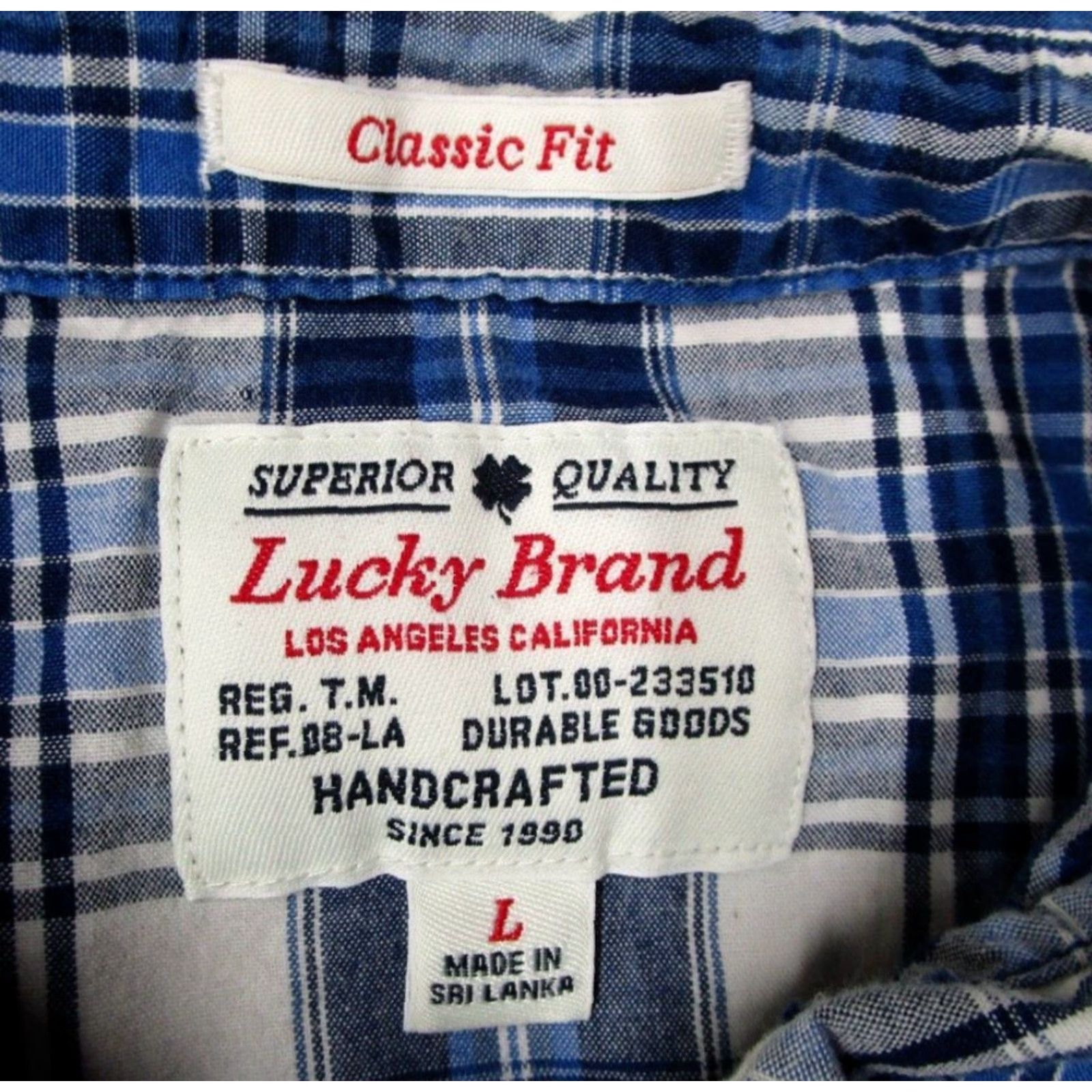 Lucky Brand VINTAGE Lucky Brand Men's Short Sleeve Plaid Western Button-Up Shirt L Blue Cotton Style Cowgirl Retro Size US L / EU 52-54 / 3 - 3 Thumbnail