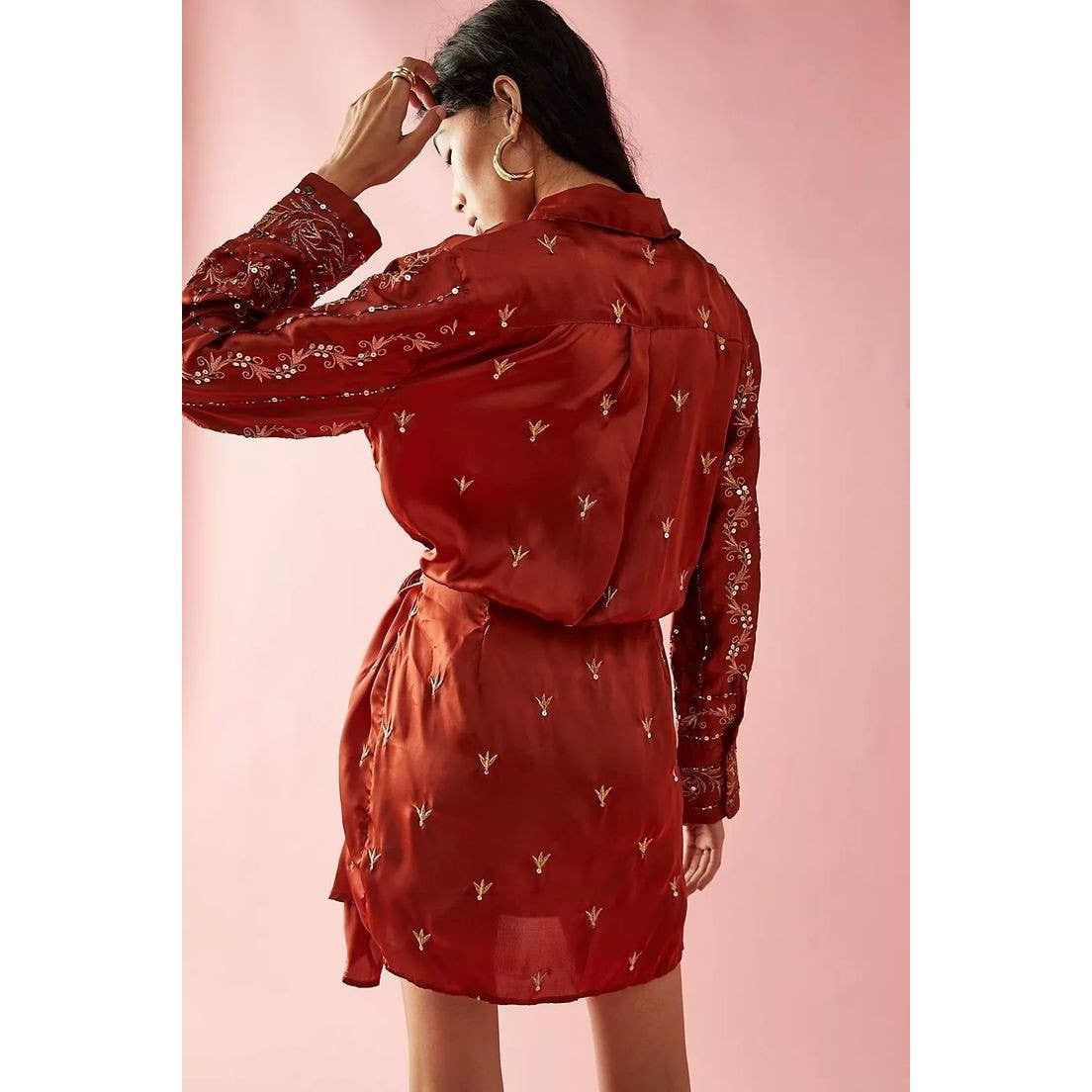 Free People New FREE PEOPLE Breakdown Mini Wrap Dress $378 SIZE 2 Rust Size XS / US 0-2 / IT 36-38 - 3 Thumbnail