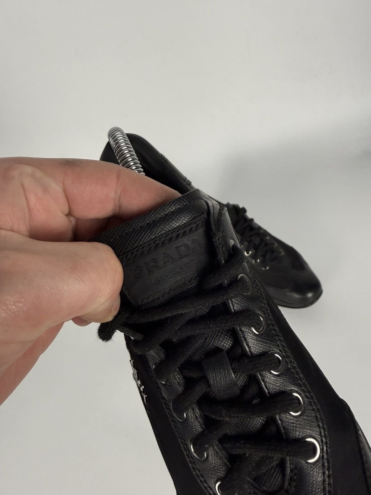 Prada Prada Milano Black Nylon & Leather Sneakers Size US 6.5 / IT 36.5 - 14 Thumbnail