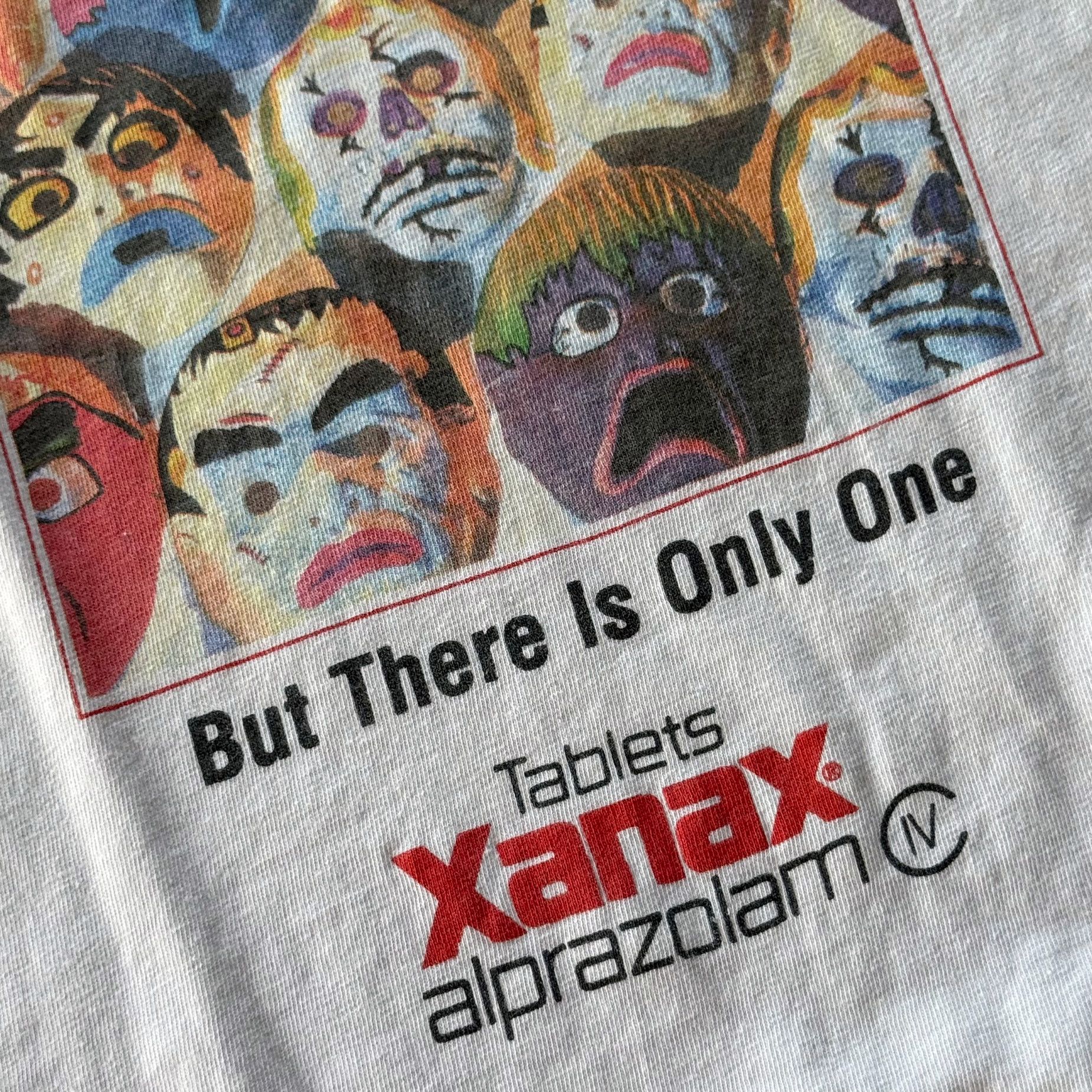 Vintage 1995 Vintage Xanax Alprazolam Anxiety Has Many Faces Tee Size US XL / EU 56 / 4 - 7 Thumbnail