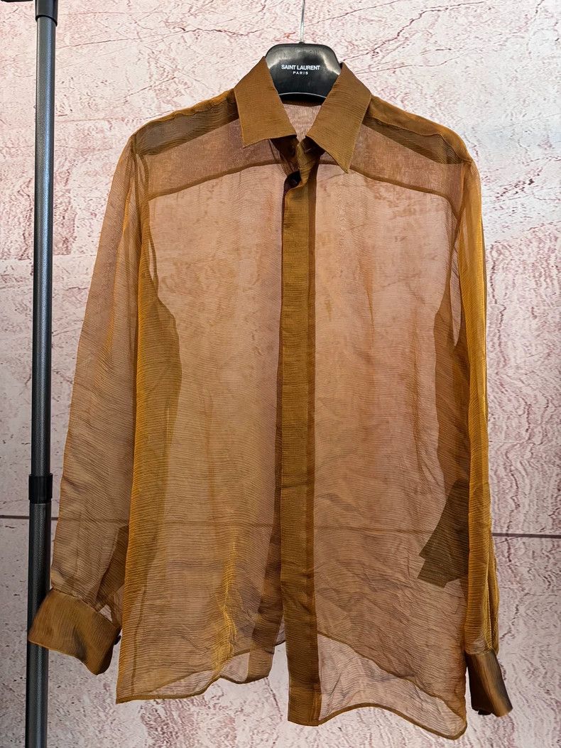 Yves Saint Laurent Saint Laurent size 37 24SS Gold Silk See-Through Shirt 2502 Size US M / EU 48-50 / 2 - 1 Thumbnail