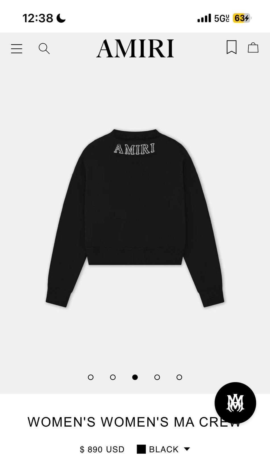 Amiri AMIRI Black Crewneck Sweater with White Monogram Size S / US 4 / IT 40 - 11 Thumbnail