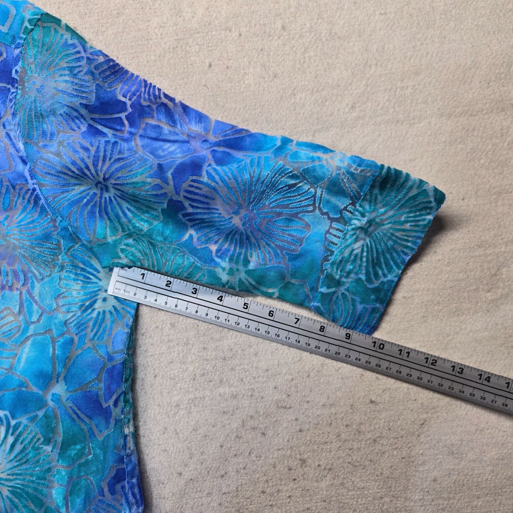 Vintage Choice Blue Shell Beach Swim Top Sheer Cover-up Roll Sleeve Women's L Large Shirt Casual Beachwear Size L / US 10 / IT 46 - 6 Thumbnail