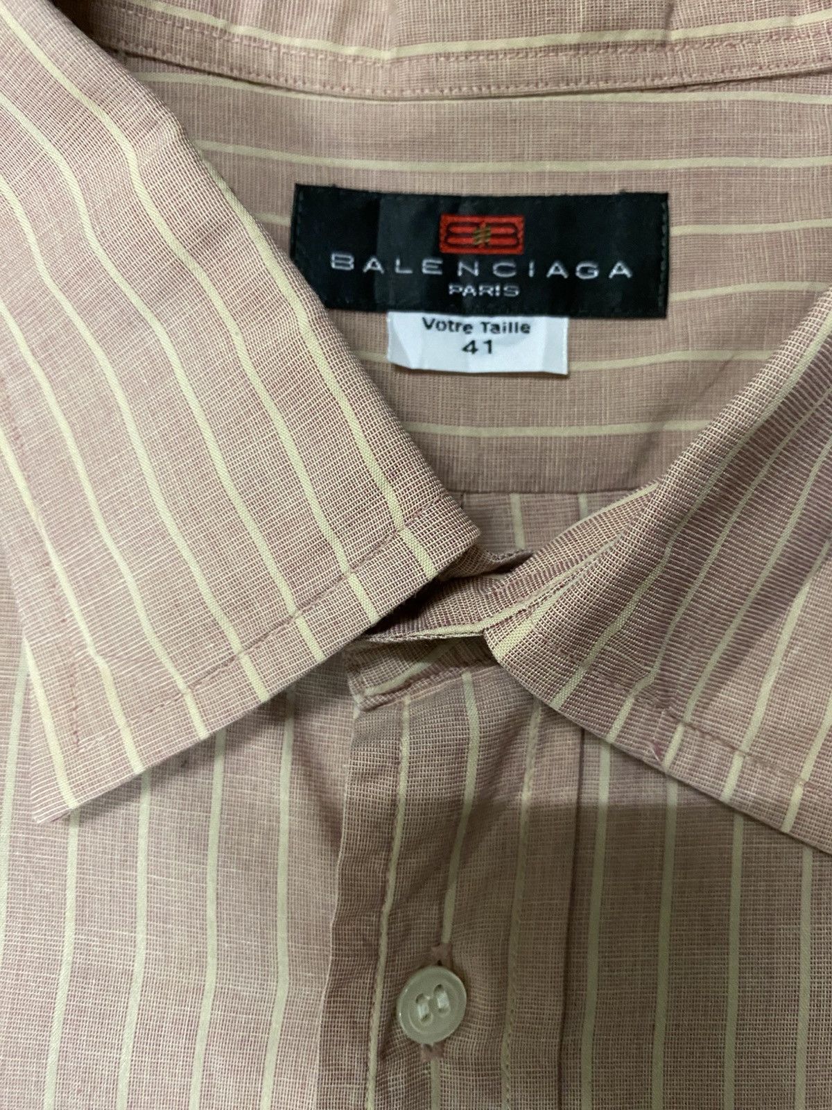 Balenciaga Balenciaga Paris Vintage Striped Short Sleeve Shirt Size 41 Size US L / EU 52-54 / 3 - 2 Thumbnail