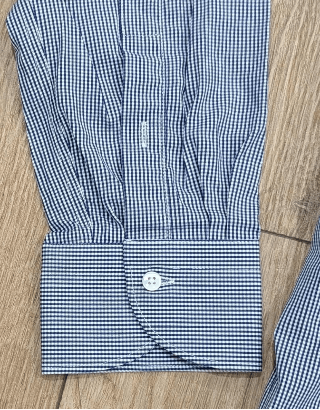 Canali CANALI Gingham Dress Shirt Navy Blue 40 US 15.75 Size US M / EU 48-50 / 2 - 5 Thumbnail