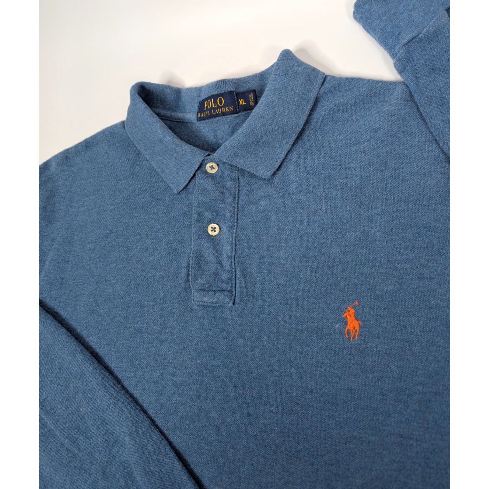Polo Ralph Lauren Polo Ralph Lauren Polo Shirt Long Sleeve Blue Men's XL Casual Polo Shirt, Preppy, Classic, Designer, 100% Cotton, Knit Polo Size US XL / EU 56 / 4 - 7 Thumbnail