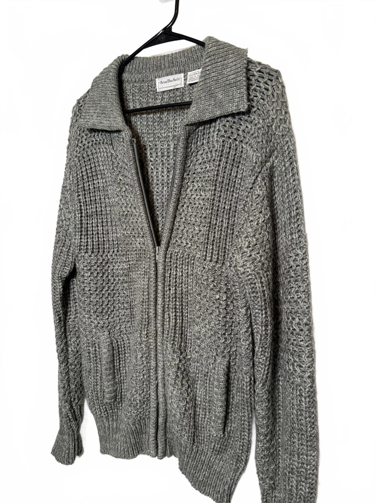 Other Vintage 80s Thick Grey Wool Blend Zip-Up Cardigan Sweater Size US M / EU 48-50 / 2 - 1 Thumbnail
