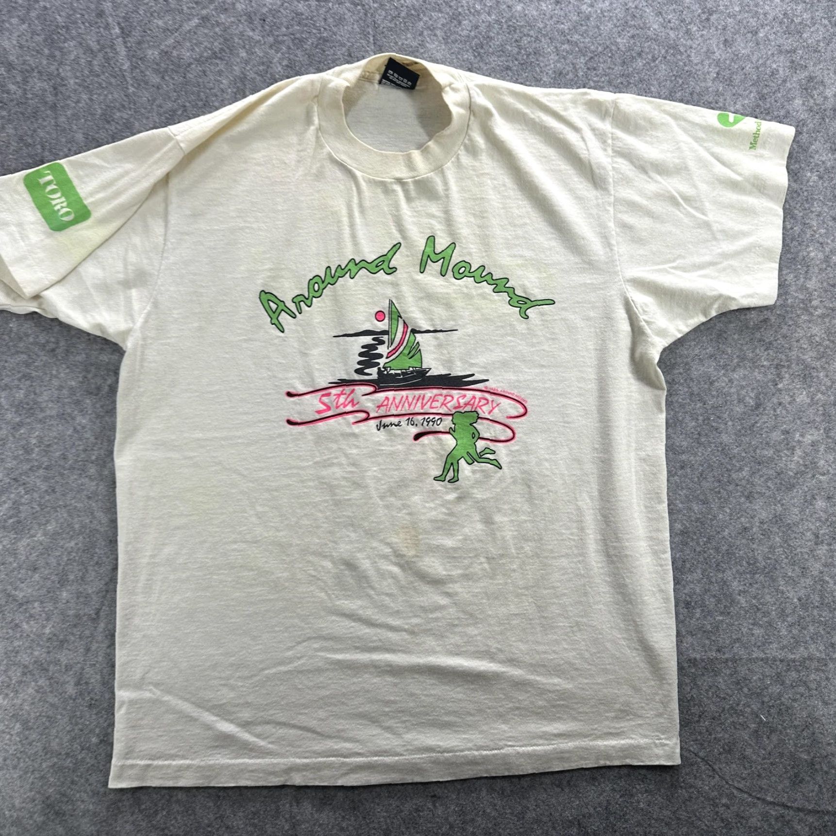 Vintage VINTAGE Screen Stars Best Around Mound Shirt Mens XL White 5th Anniversary 1990 Run Sail Lake 90s Shirt Size US XL / EU 56 / 4 - 2 Thumbnail