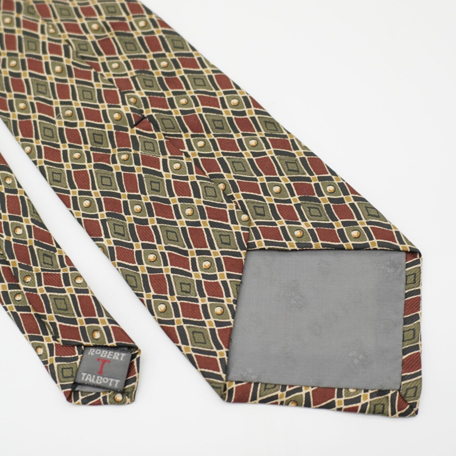 Robert Talbott Robert Talbott Reddish Brown Green Geometric Print Wide Silk Size ONE SIZE - 6 Thumbnail