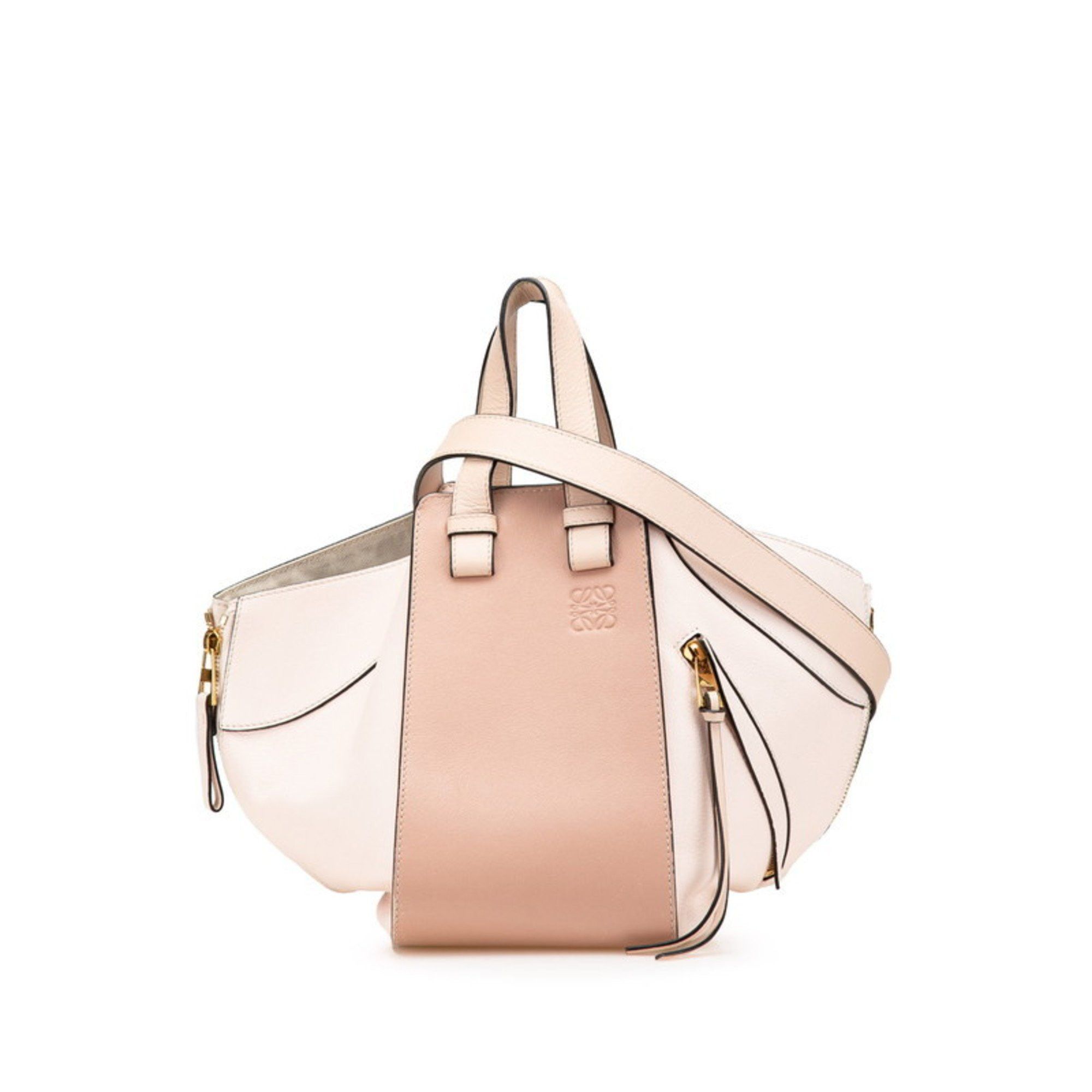 LOEWE Anagram Hammock Small Handbag/Shoulder Bag 2-Way Pink and Beige Leather Women's