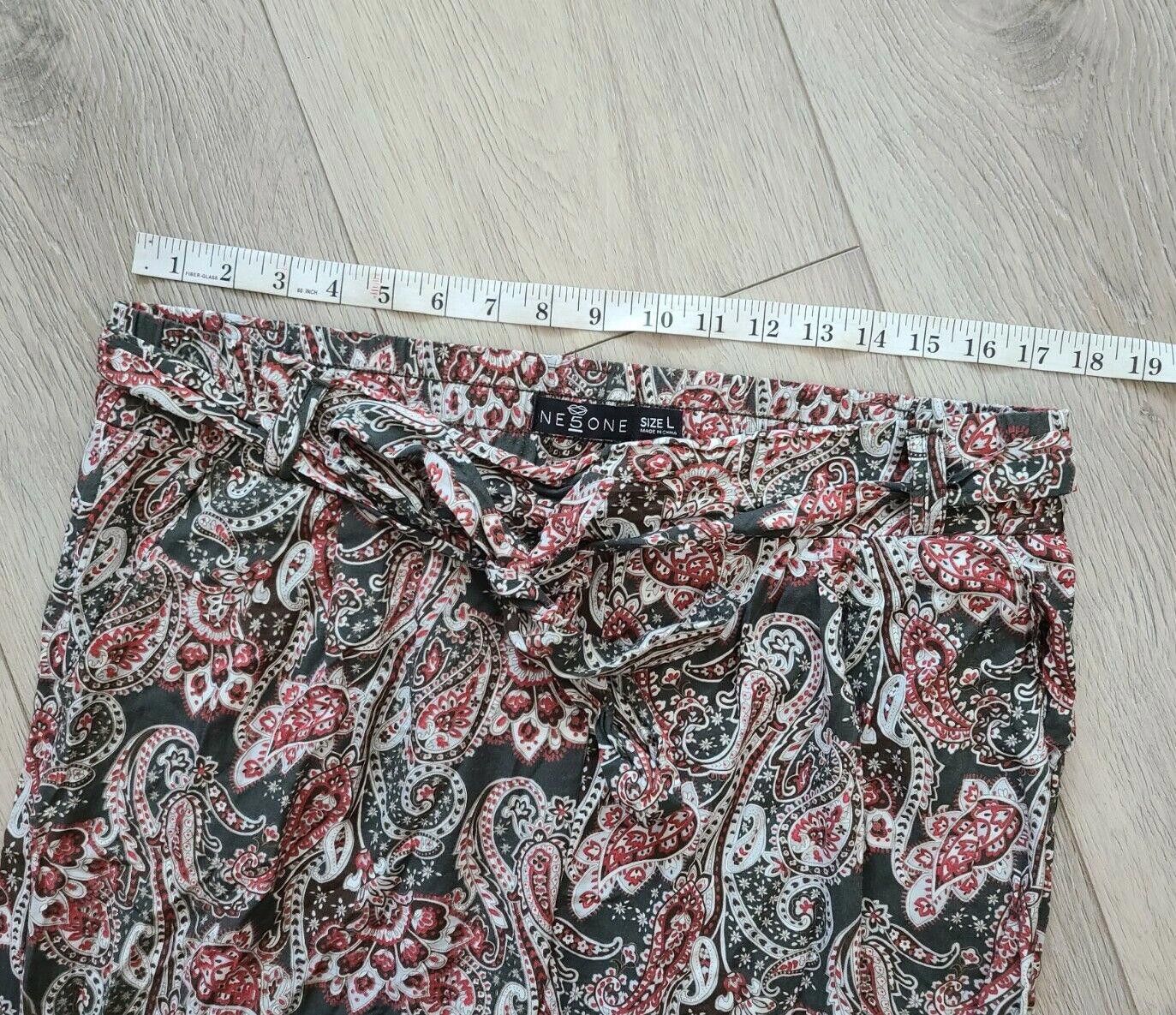 Designer One 5 One Pants Large Green Pink Paisley Boho Hippie jogger Size 36" / US 14 / IT 50 - 5 Thumbnail