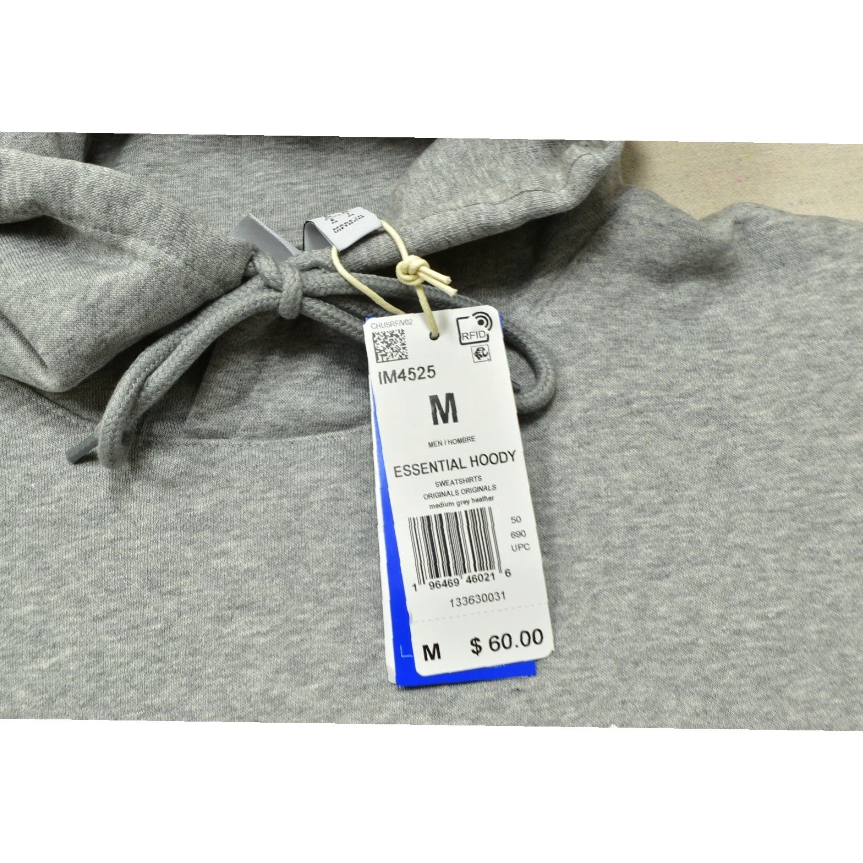 Adidas Adidas Men's Regular Gray Essential Hoody Sweatshirt Trefoil Pullover M Size US M / EU 48-50 / 2 - 8 Thumbnail
