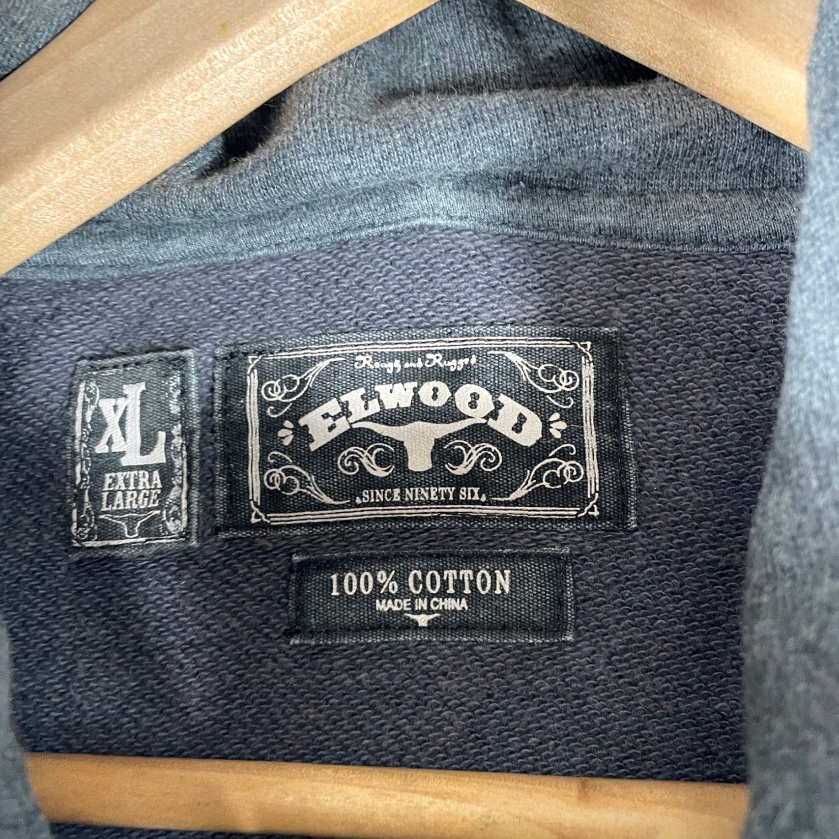 Elwood Elwood Zip Up Hoodie Mens XL Gray Removable Hood Zipper Logo Sweatshirt Streetwear Grunge Size US XL / EU 56 / 4 - 3 Thumbnail