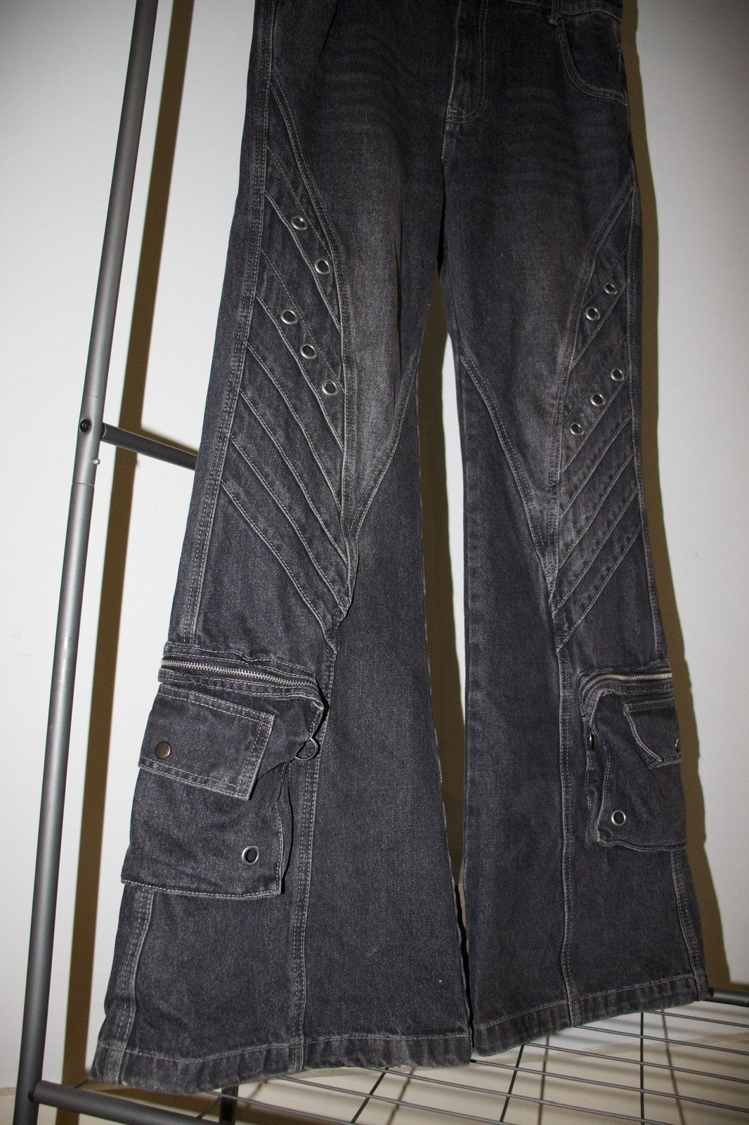 Japanese Brand MINGA LONDON CRUSH BLACK BAGGY FLARE JEANS | Grailed