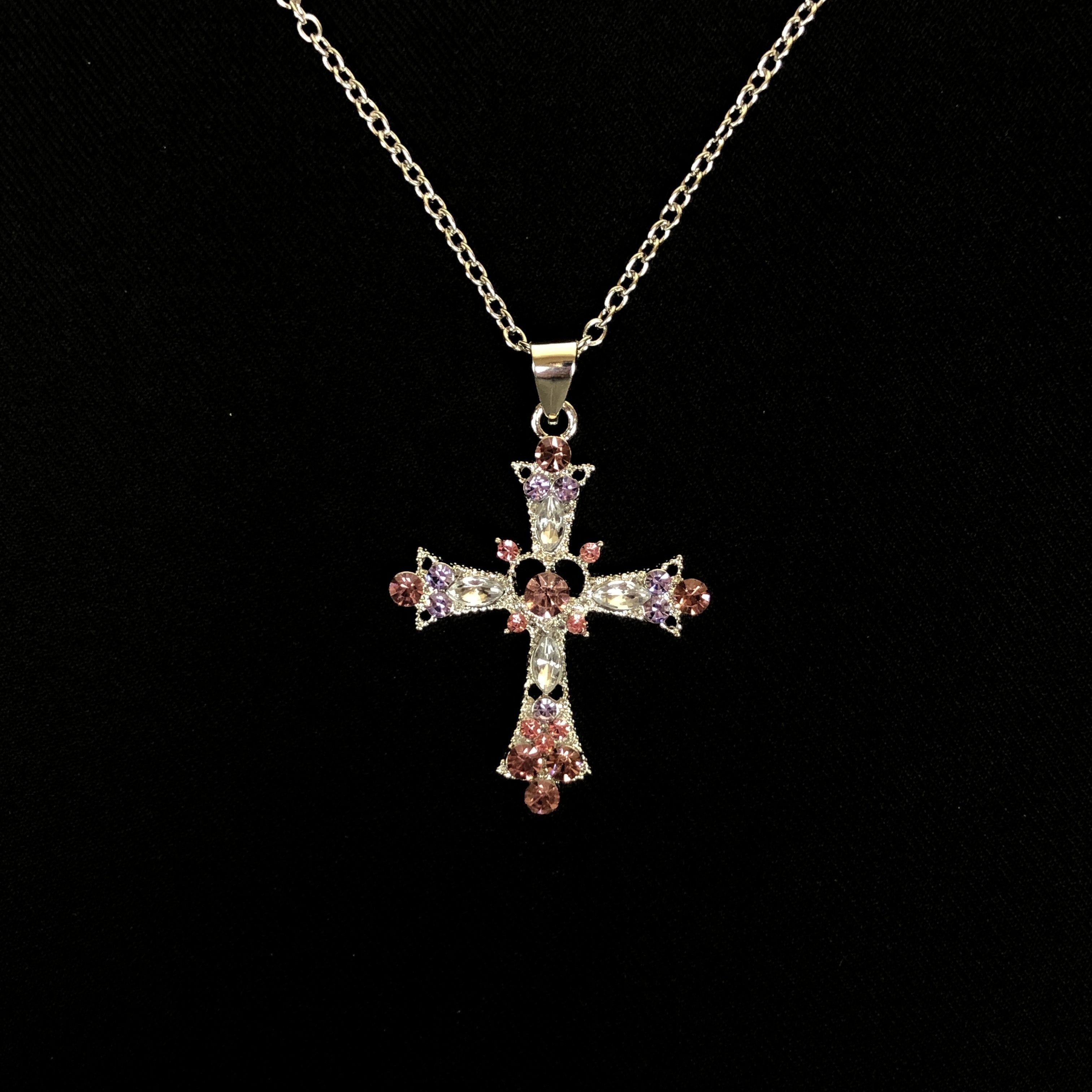 Jewelry Y2K Cross Necklace Punk Gothic Crystal Chain Size ONE SIZE - 1 Thumbnail