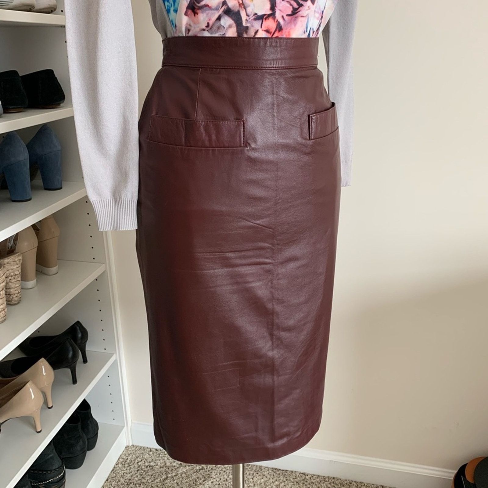 Vintage Vintage Genuine Leather Pencil Skirt - 4 Size 27" / US 4 / IT 40 - 1 Thumbnail