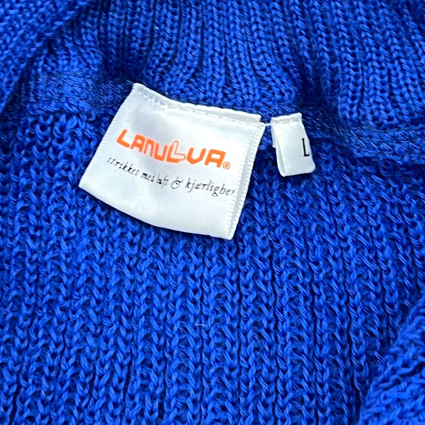 Vintage LANULLVA Womens Sweater Large Knit 1/4 Zip Blue Wool Ribbon Turtleneck Thermal Knit Pullover Mens? No, Womens. Size L / US 10 / IT 46 - 2 Thumbnail