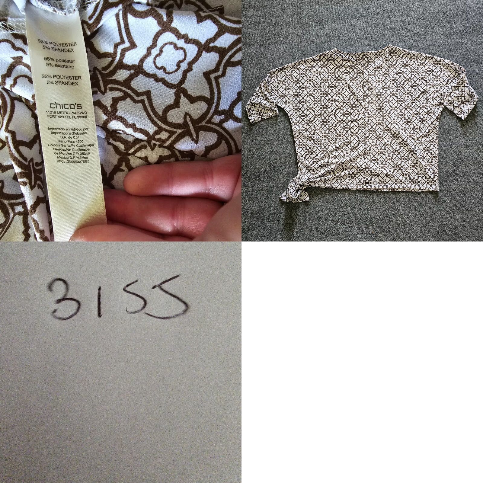 Vintage Chicos Easywear Top Shirt Womens XL White Geometric 3/4 Sleeve Stretch Casual Blouse Size XL / US 12-14 / IT 48-50 - 8 Thumbnail