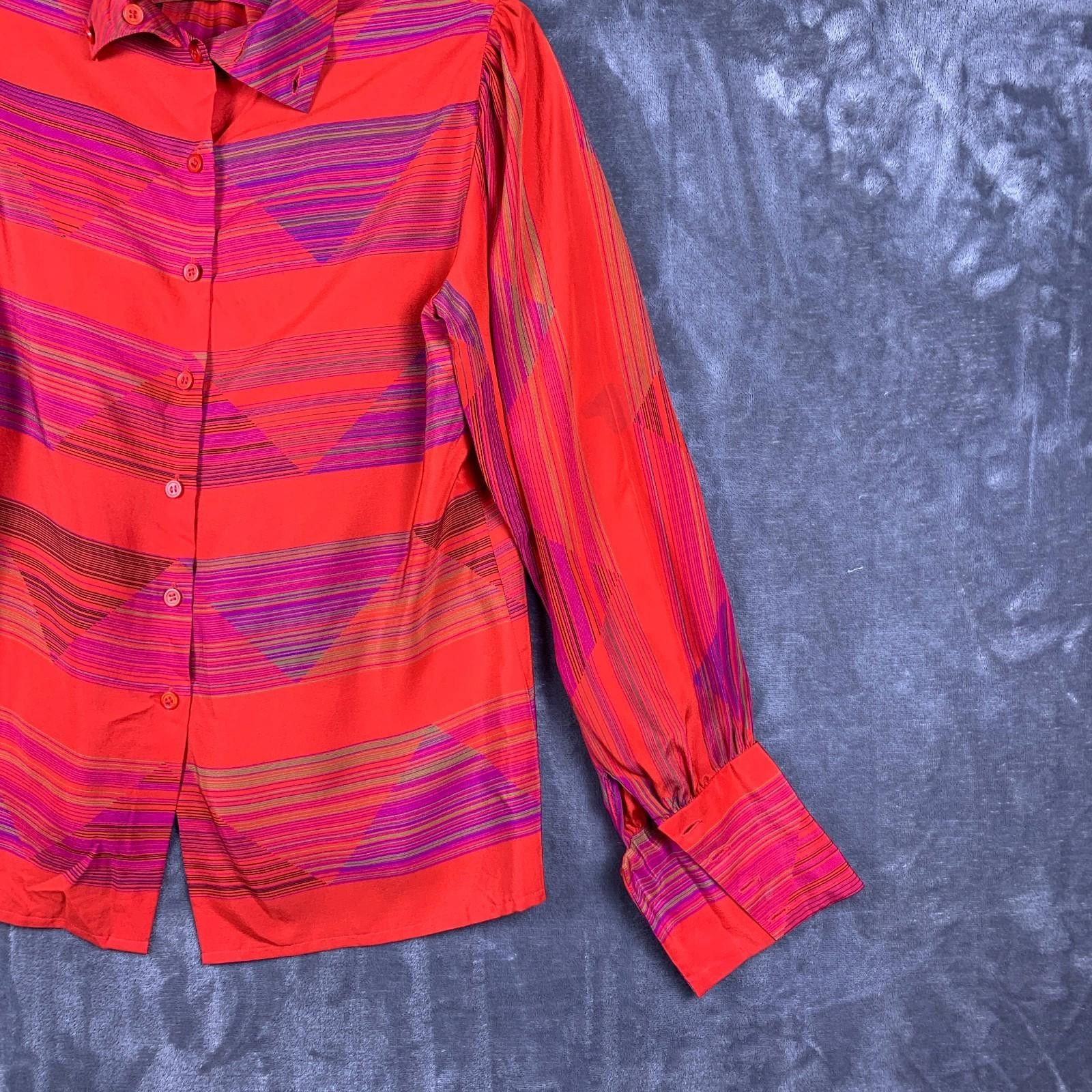 The Unbranded Brand Vintage 80s China Collar High Cuff Abstract Silk Shirt (316) Size US S / EU 44-46 / 1 - 2 Thumbnail