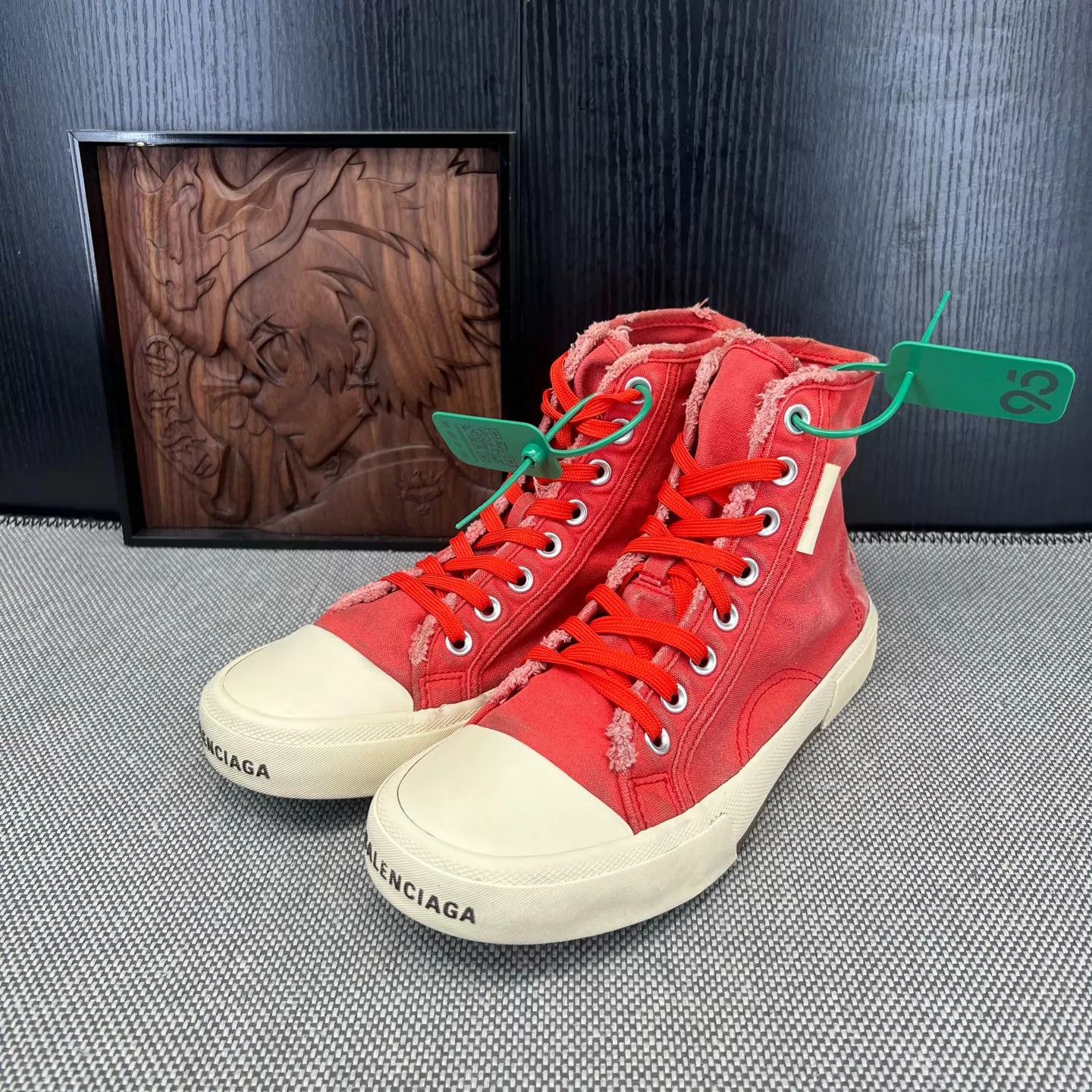 Balenciaga Balenciaga Distressed Red Canvas Sneaker 40 Size US 7 / EU 40 - 1 Thumbnail