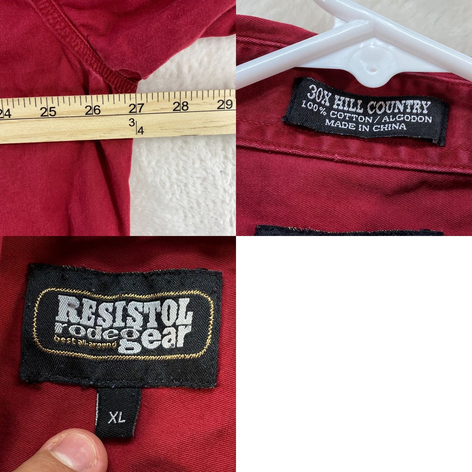 Vintage Resistol Rodeo Gear Long Sleeve Button Up Red Shirt Mens XL 100% Cotton Size US XL / EU 56 / 4 - 8 Thumbnail