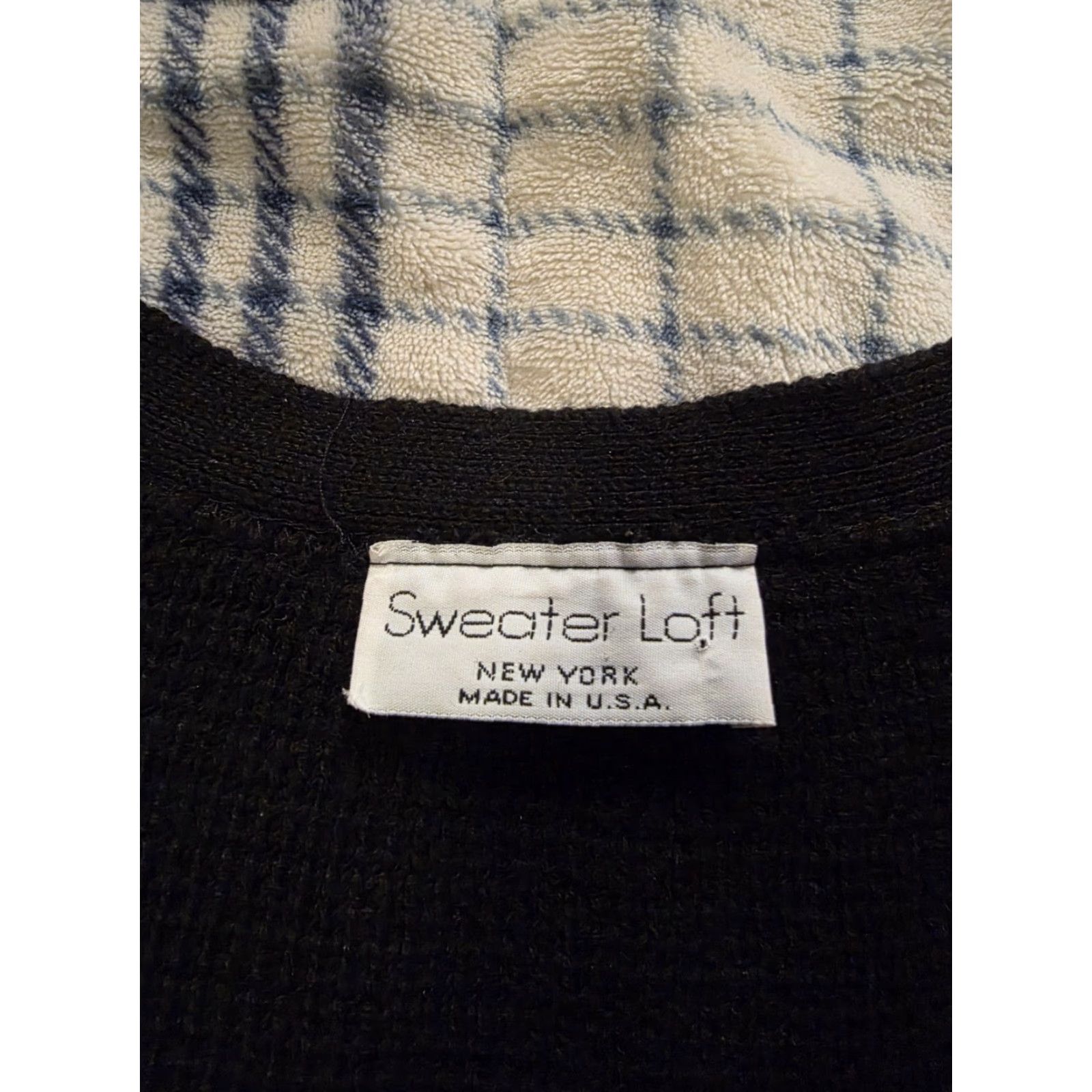 Loft VINTAGE Sweater Loft Knit Cardigan Vest Womens M Black Sleeveless V-Neck Embroidered Button Christmas 90s Religion Casual Party/Cocktail Size M / US 6-8 / IT 42-44 - 7 Thumbnail