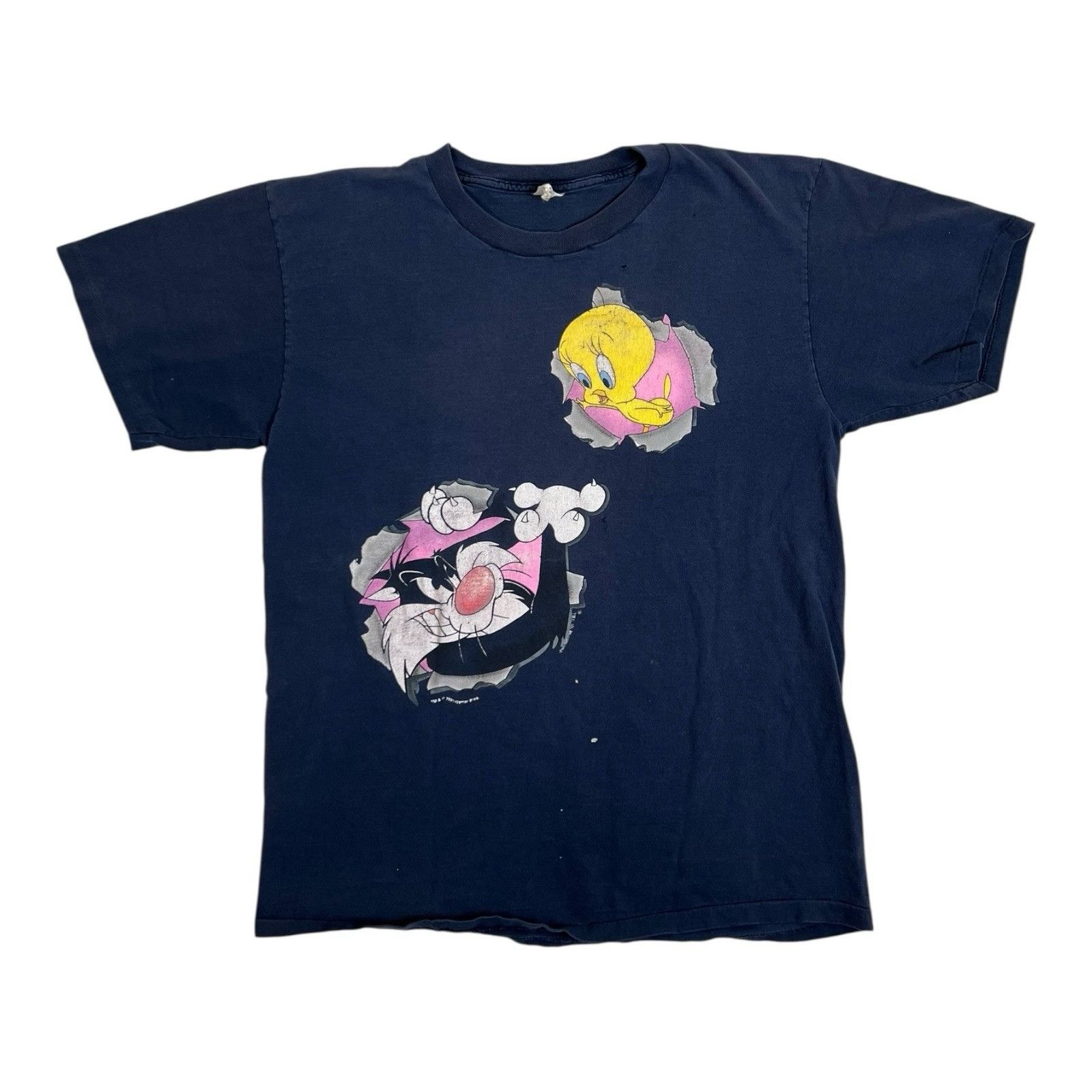 Vintage Vintage Looney Tunes Tweety & Sylvester 90s 1993 Single Stit Size US L / EU 52-54 / 3 - 1 Thumbnail