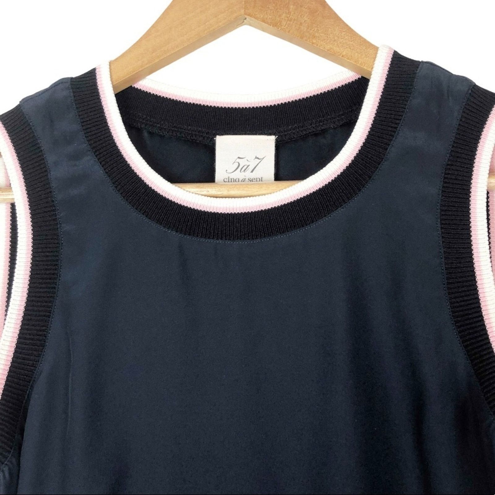 Cinq a Sept New with tags Cinq A Sept Women’s Nicola Striped-Trim Tank Size XS / US 0-2 / IT 36-38 - 8 Thumbnail