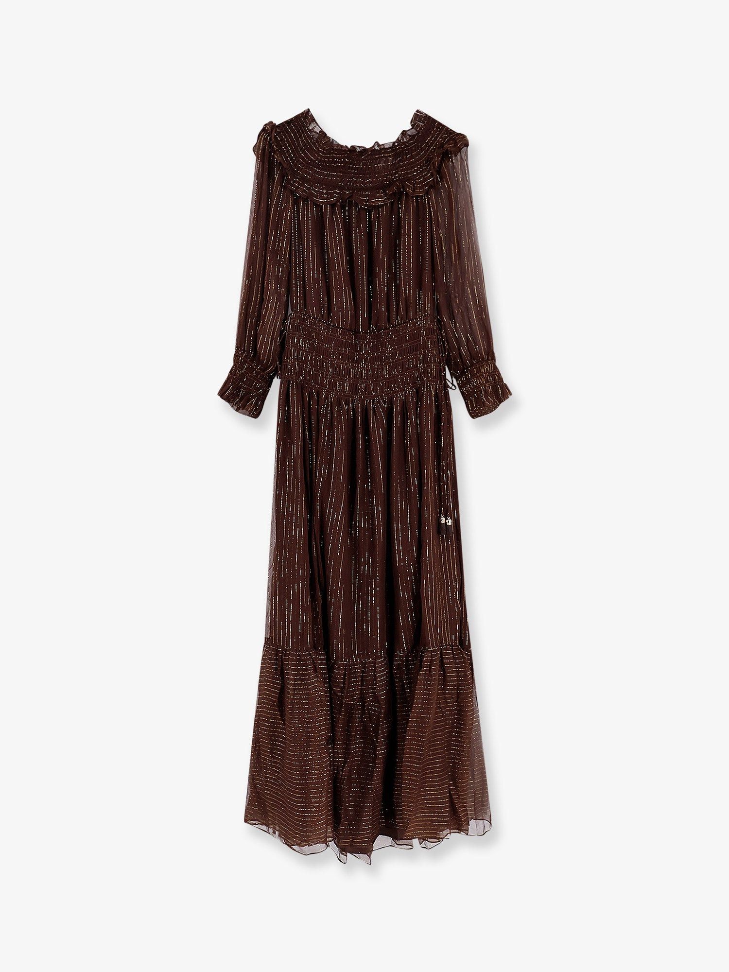 Self-Portrait Georgette Long Dress With Lurex Detail Size M / US 6-8 / IT 42-44 - 1 Thumbnail