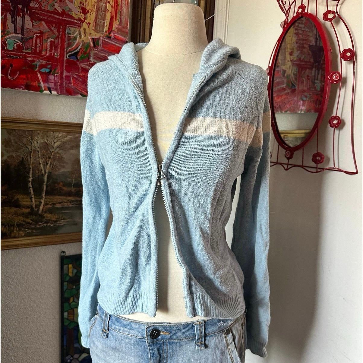 Other arizona blue white zip up knit jacket cardigan Size M / US 6-8 / IT 42-44 - 4 Thumbnail