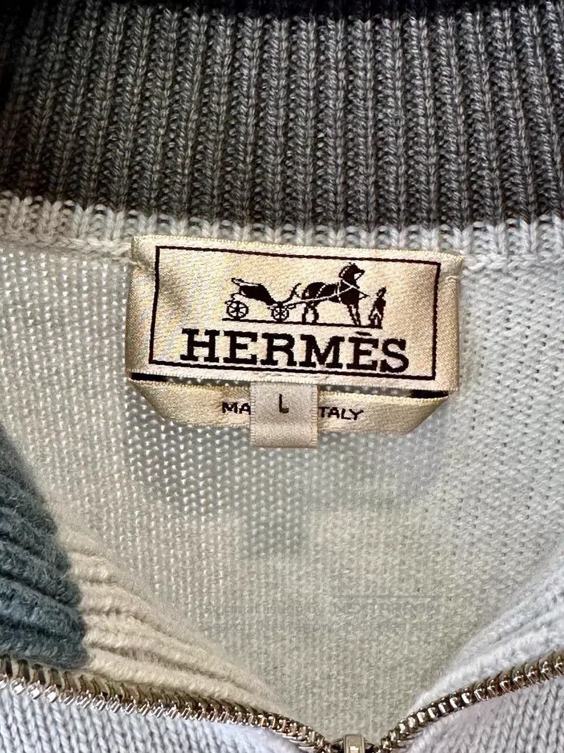 Hermes Hermes Asymmetrical Striped Zipper Long Sleeve Cashmere Sw Size US L / EU 52-54 / 3 - 3 Thumbnail