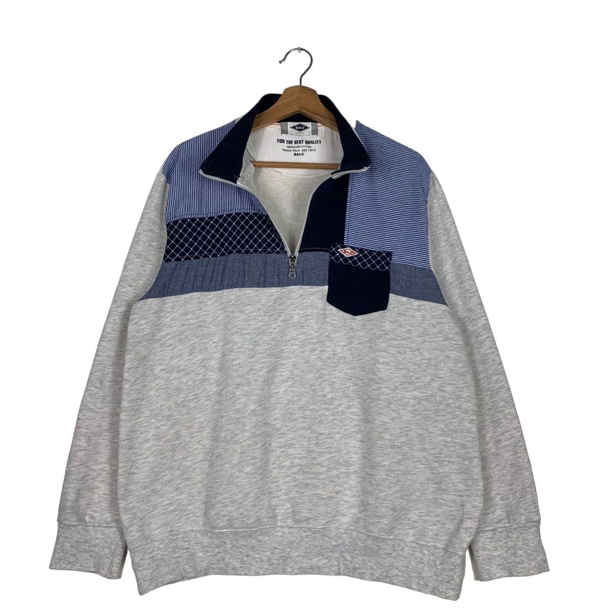 Japanese Brand BALL Half Zip Turtle Neck Colorblock Sweatshirts #0744-C34 Size US L / EU 52-54 / 3 - 9 Thumbnail
