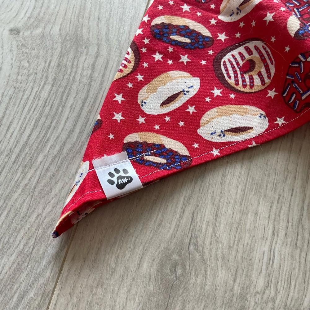 Designer Paw Red Donut Dog Bandana Size ONE SIZE - 2 Thumbnail