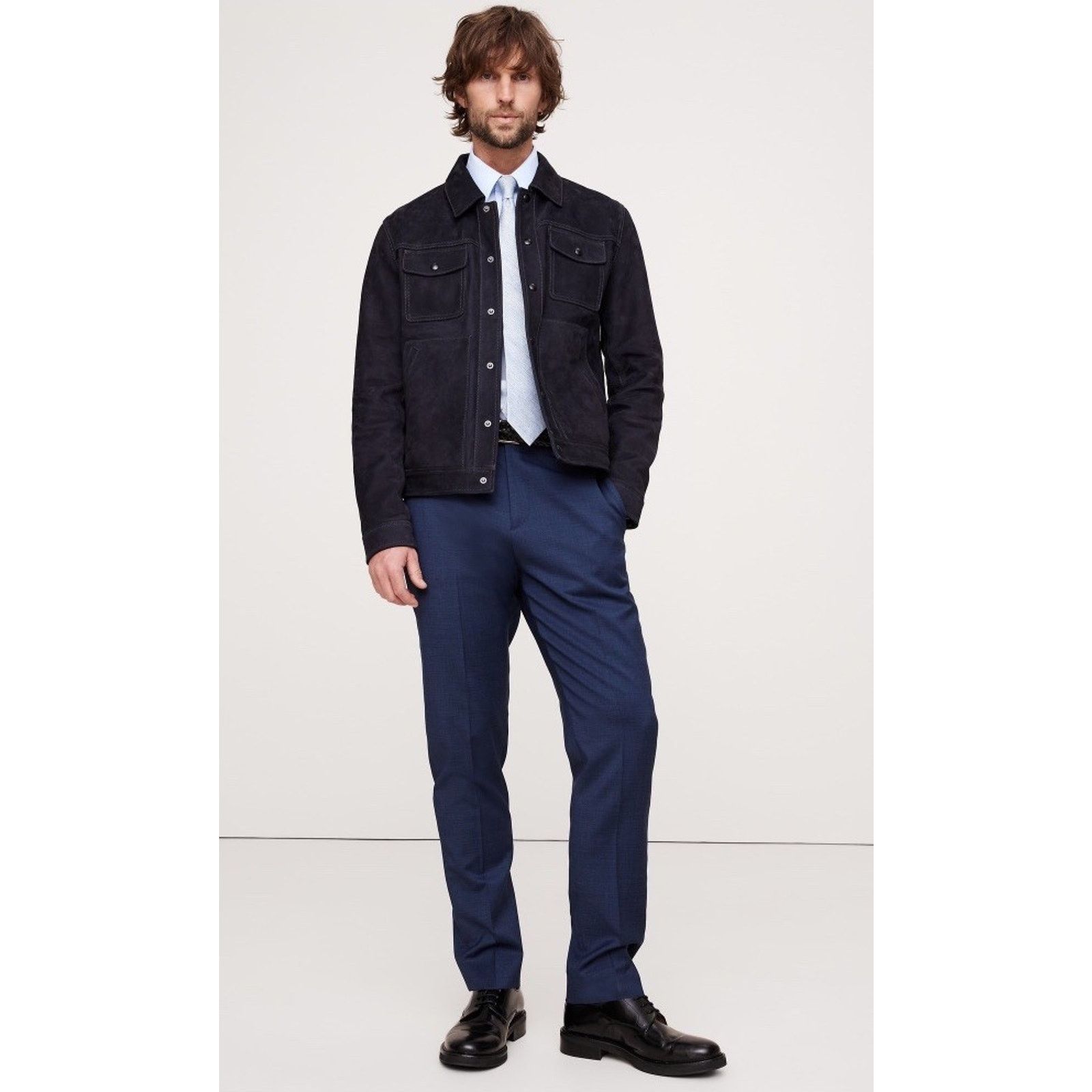 Banana Republic Banana Republic Italian Nailhead Suit Pant, Nav Blue Slim Size US 32 / EU 48 - 4 Thumbnail