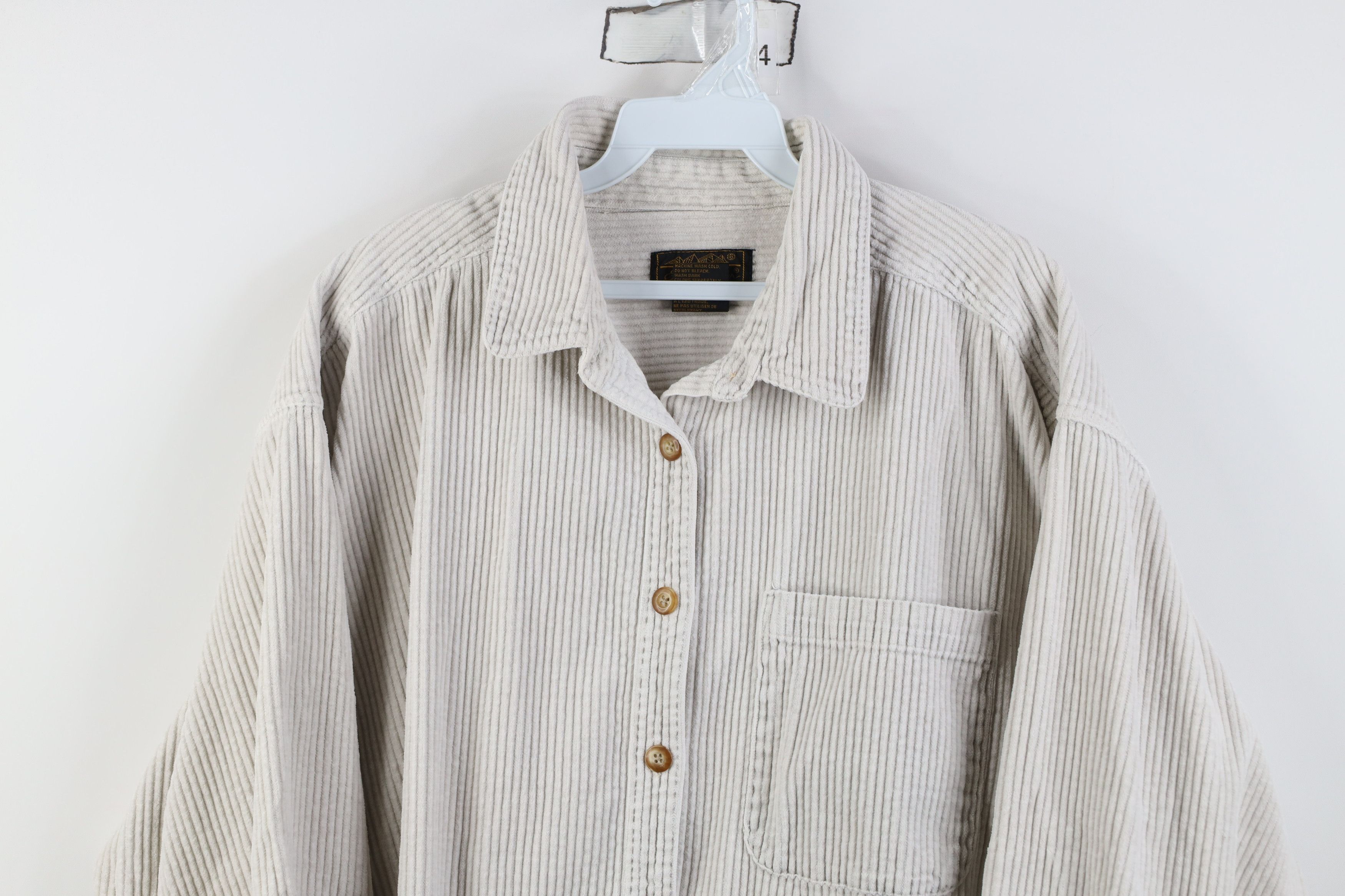 Eddie Bauer Vintage 90s Eddie Bauer Heavy Corduroy Button Shirt Gray Size L / US 10 / IT 46 - 2 Thumbnail