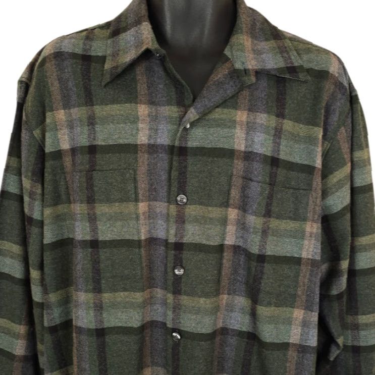 Vintage Manchester Wool Board Shirt Mens Size Large Green Plaid Size US L / EU 52-54 / 3 - 2 Thumbnail