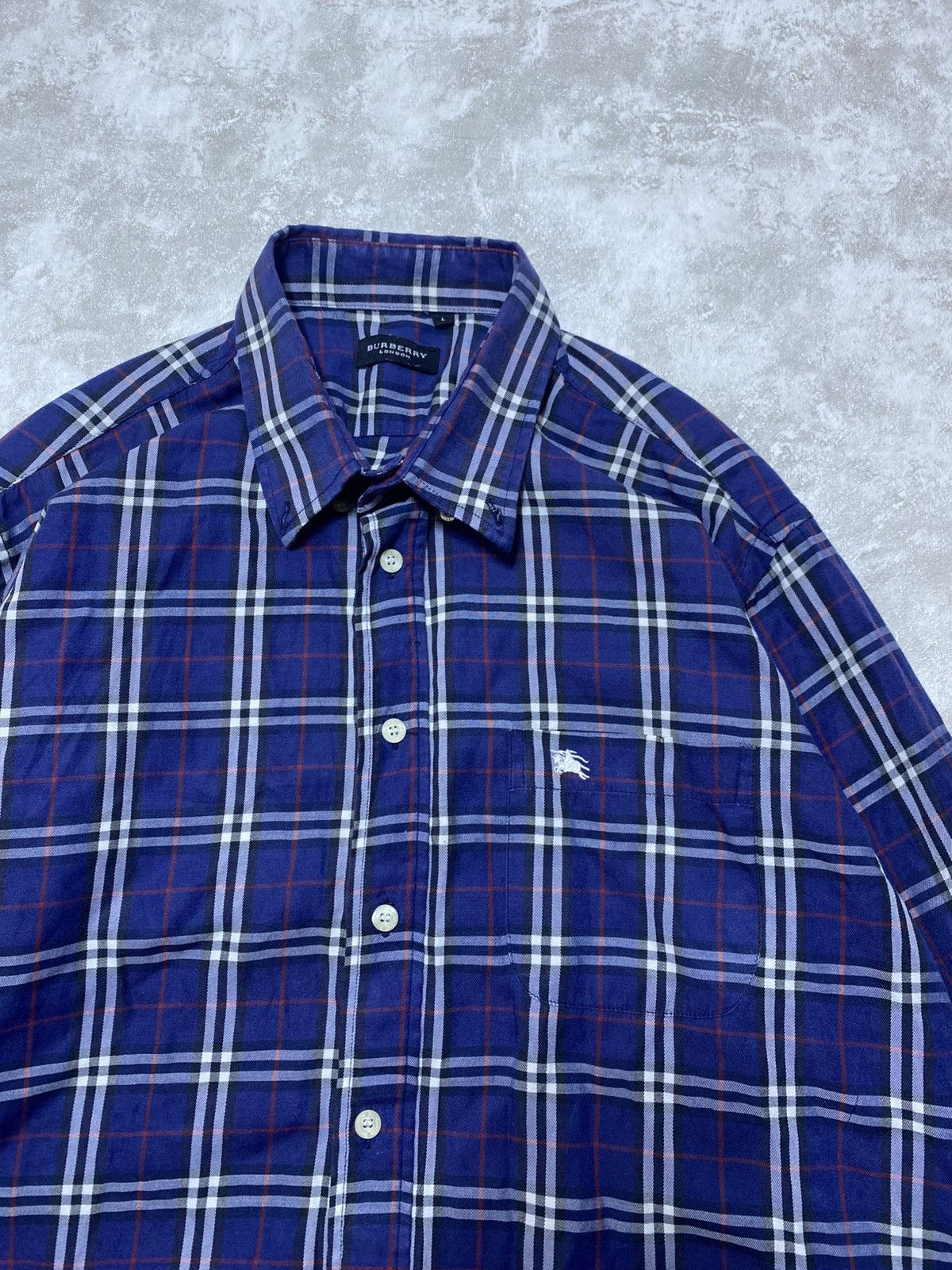 Burberry Burberrys London Navy Nova Check Flannel Button Down Shirt Size US L / EU 52-54 / 3 - 3 Thumbnail
