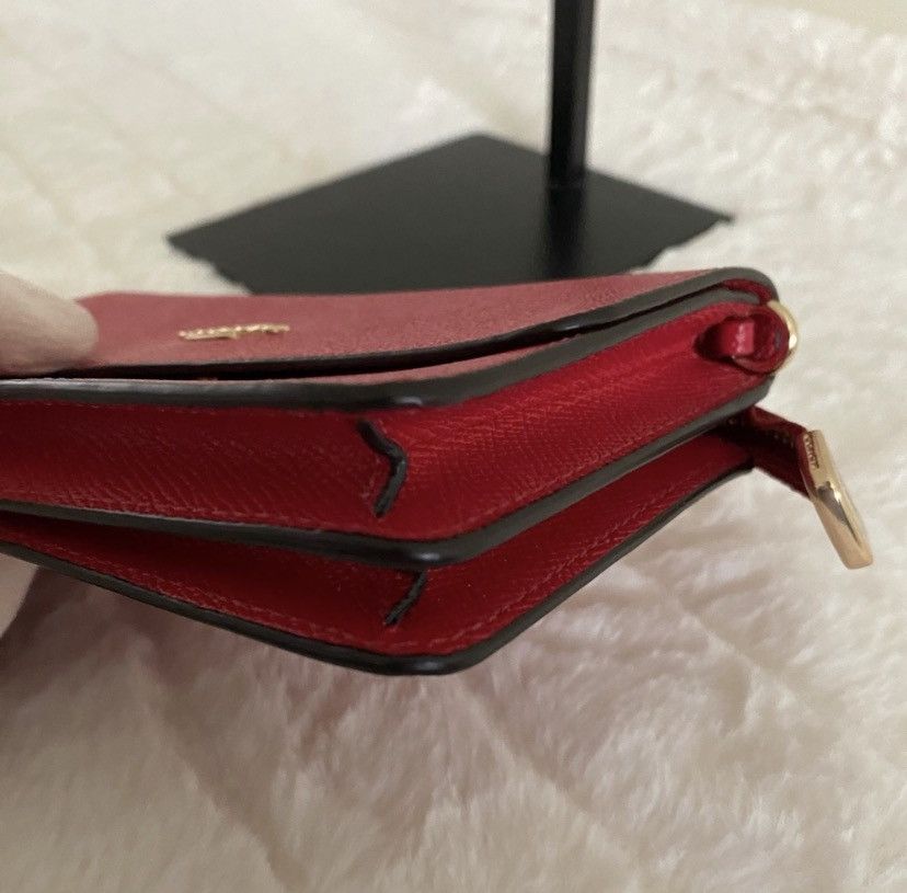Coach Coach Crossgrain Leather Foldover Wristlet/Wallet in Red Size ONE SIZE - 13 Thumbnail