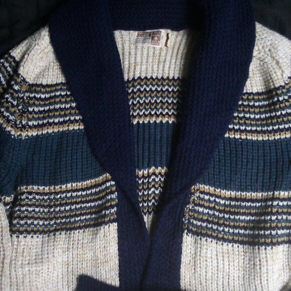 Original Montgomery Vintage Montgomery Ward Mod Striped Cardigan Sweater Size L / US 10 / IT 46 - 1 Thumbnail
