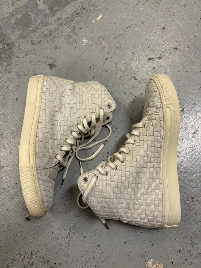 The Last Conspiracy The Last Conspiracy Cream Leather Woven High-Top Sneakers Size US 9 / IT 39 - 6 Thumbnail