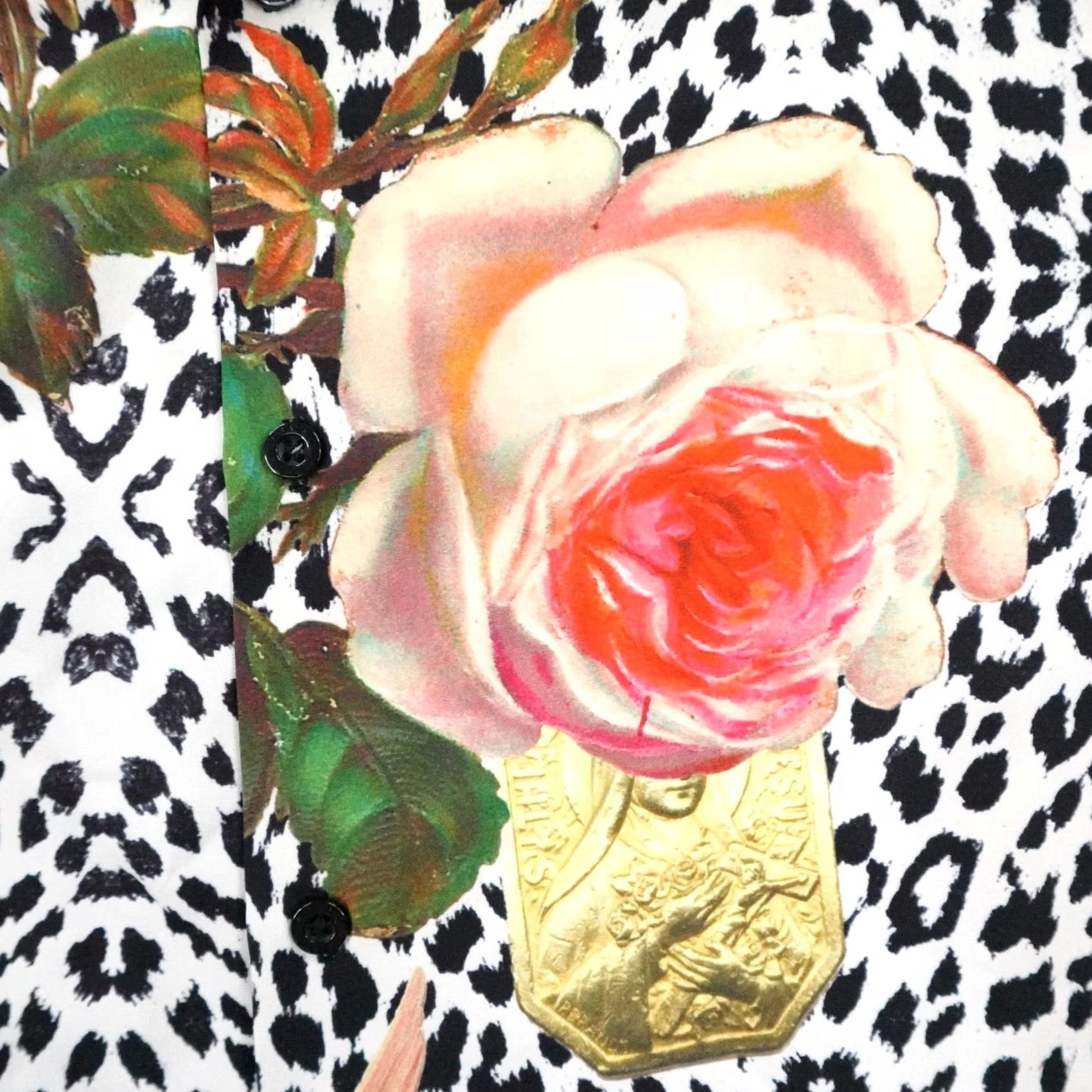 Vintage Civil Regime Shirt Mens Small White Black Leopard Print floral Camp Button Up Size US S / EU 44-46 / 1 - 4 Thumbnail