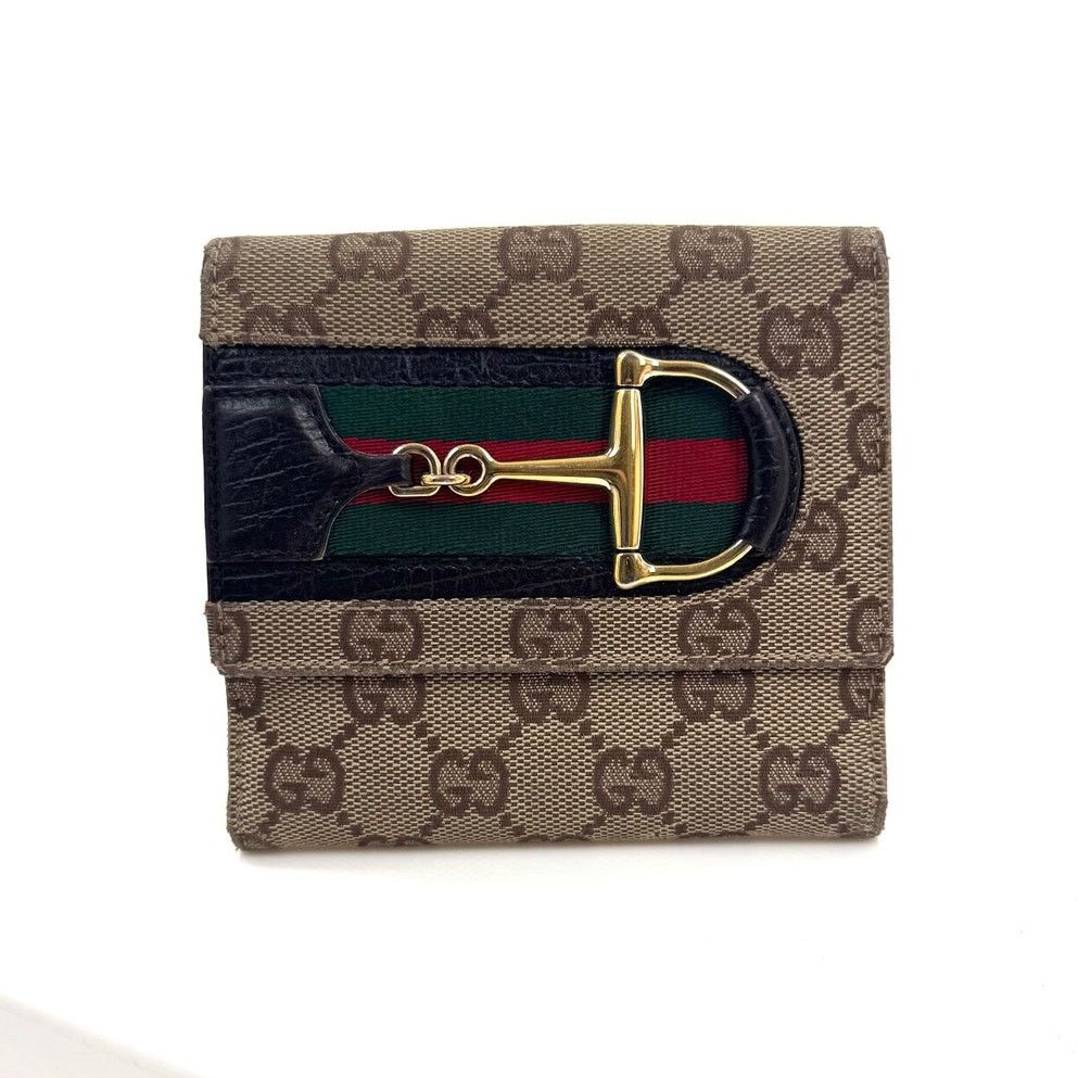 Gucci Gucci GG Neutral Canvas Monogram Web Canvas Compact Wallet Size ONE SIZE - 2 Thumbnail