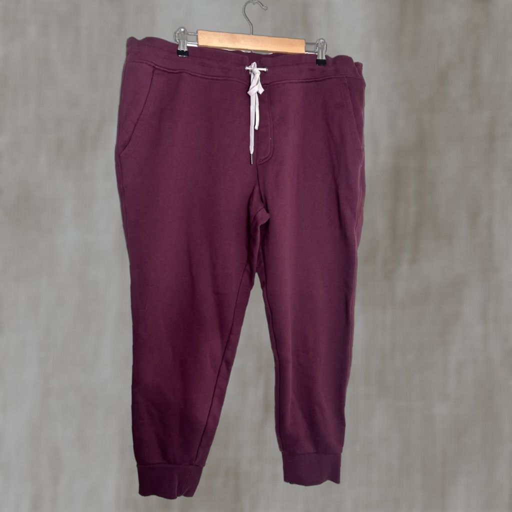 VINTAGE True Classic Mens XXL Maroon Joggers Sweatpants Cotton Polyester Drawstring 40x29