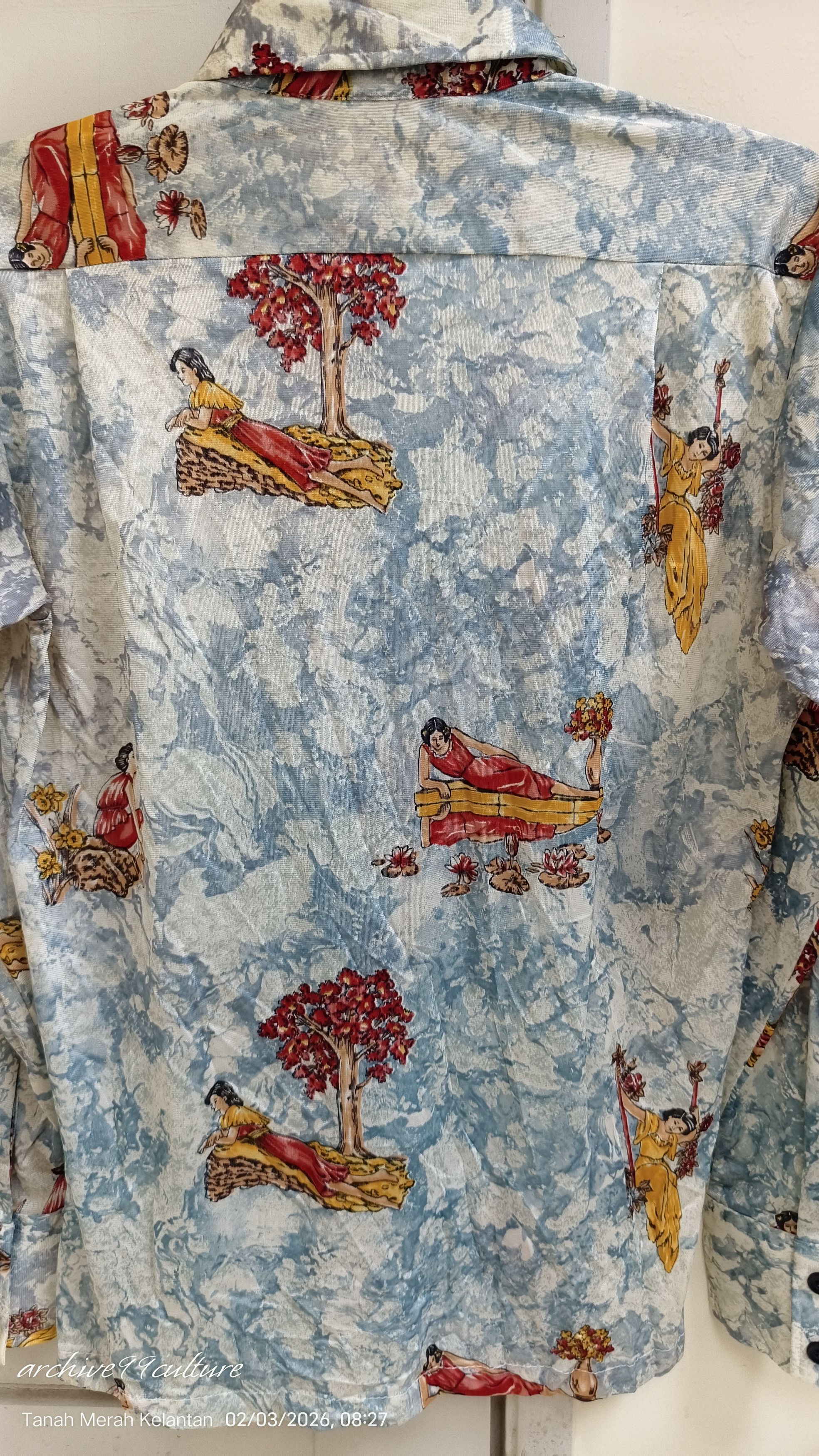Vintage 70s Monzini by Monticello Novelty Print Disco shirt