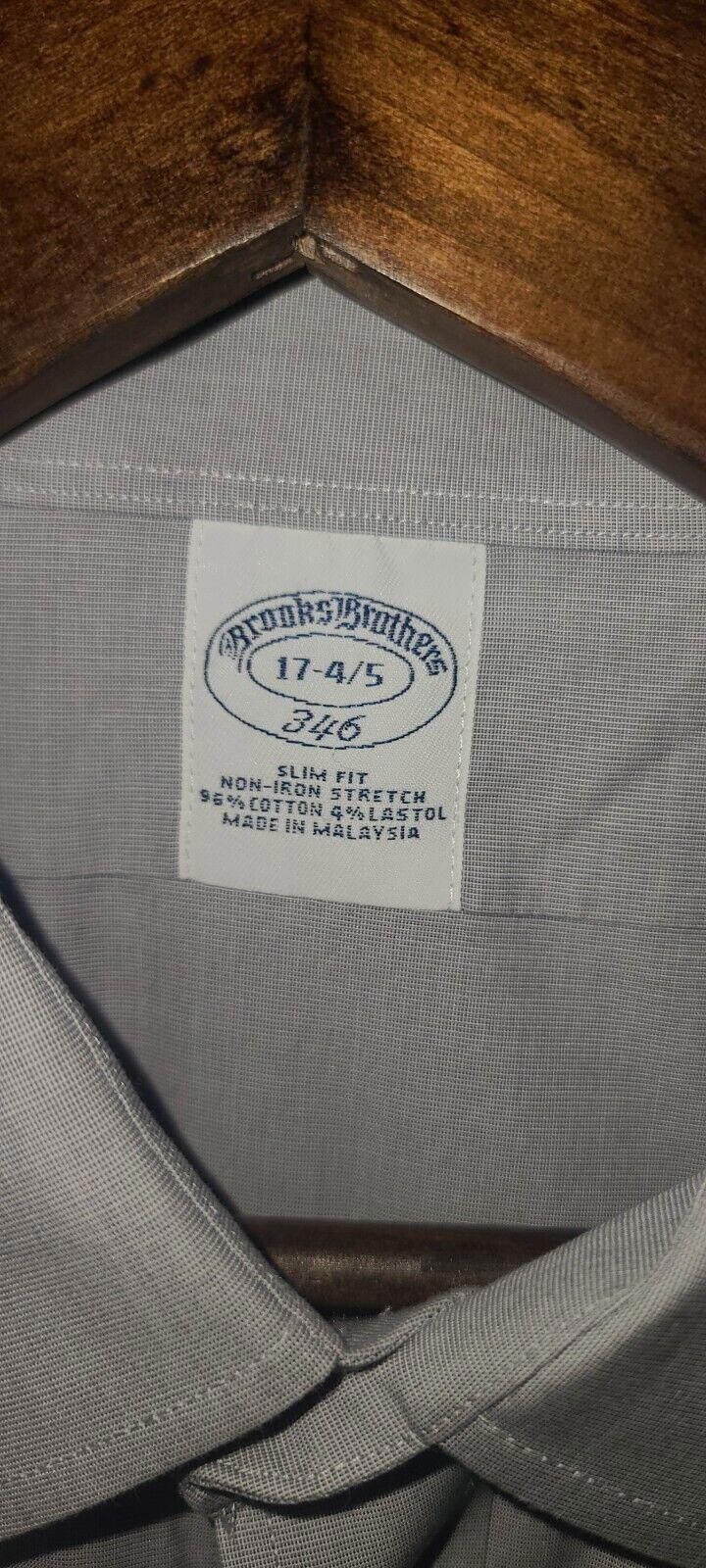 Brooks Brothers Brooks Brothers 346 Dress Shirt Men's 17 4/5 Gray Slim Fit Size 38R - 4 Thumbnail