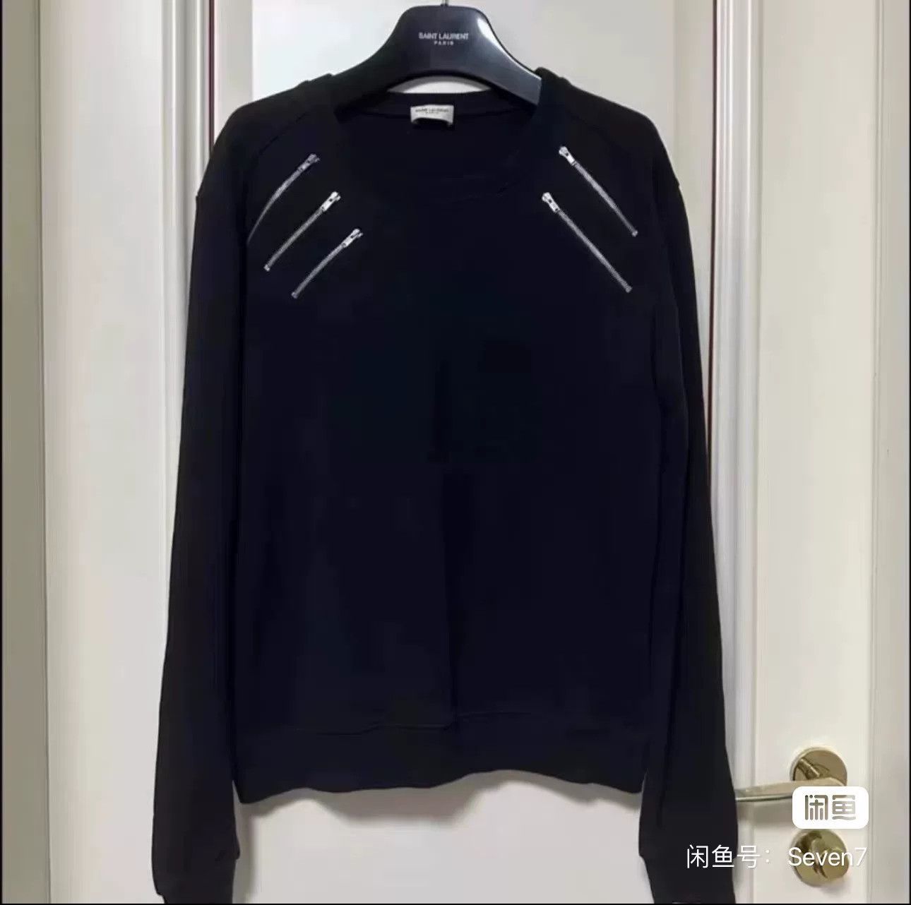 Saint Laurent Paris Saint Laurent Paris Black Round Neck Sweatshirt Size US L / EU 52-54 / 3 - 1 Thumbnail