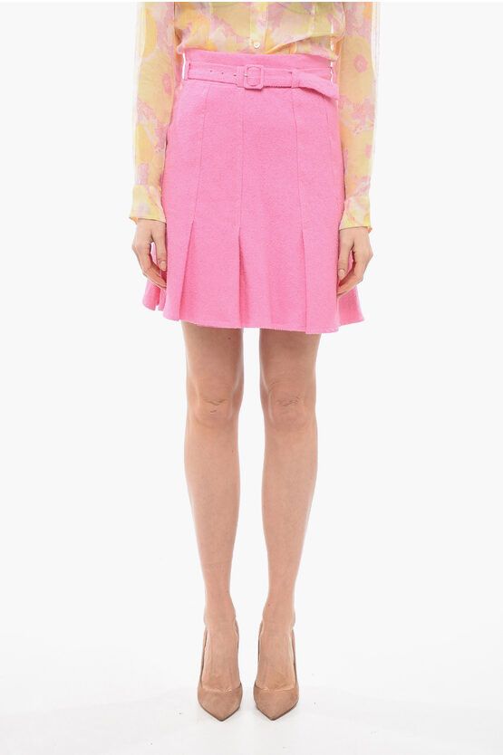 image of Patou Pleated Belted Skirt in Pink, Women's (Size 27)