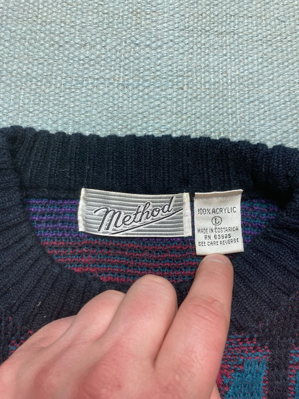 Vintage acrylic knit sweater geometric abstract grandpa cosby large Size US L / EU 52-54 / 3 - 3 Thumbnail