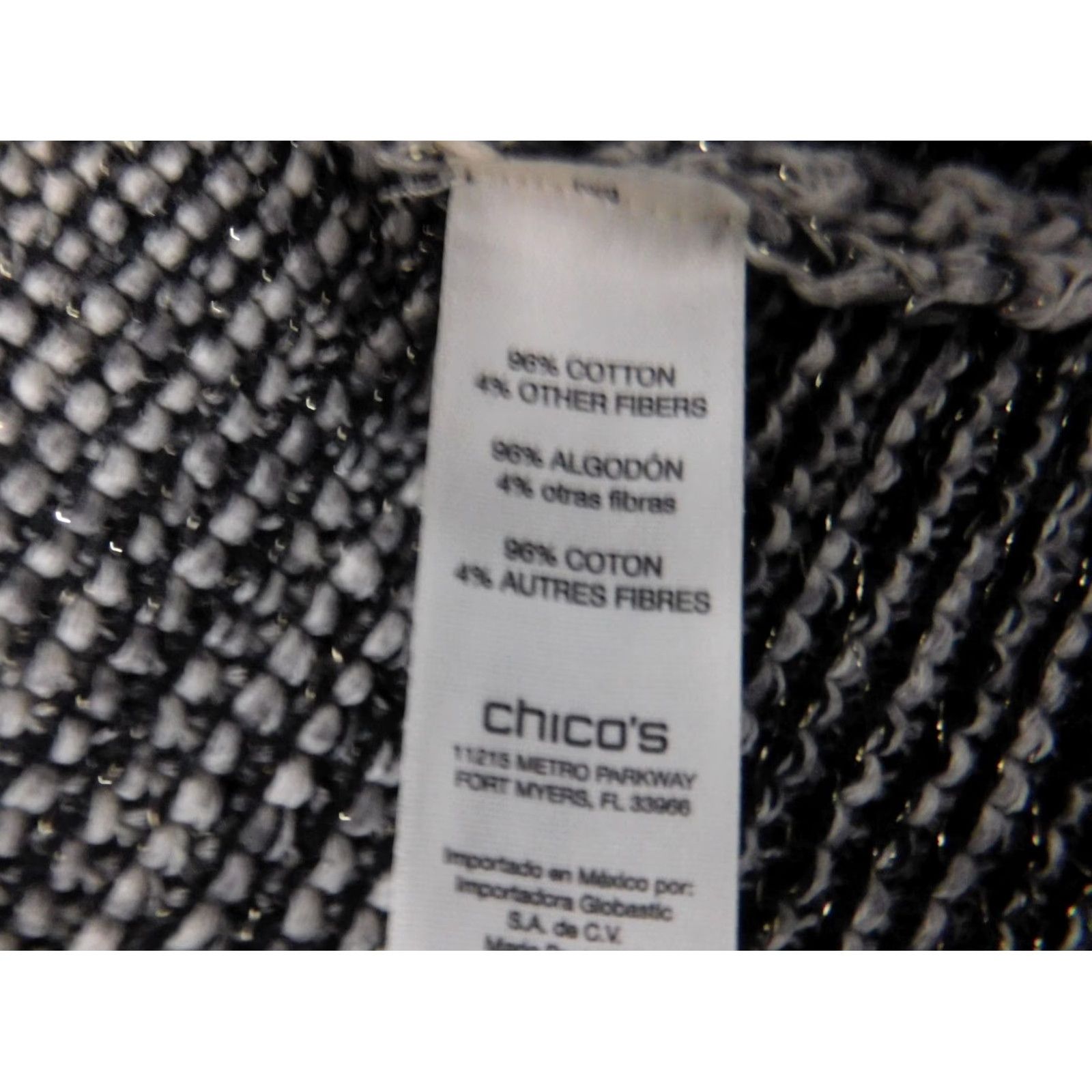Vintage Chicos Jacket Blazer Open Cotton Gray Striped Fur Trim Knit Regular Women 0 Medium Casual Designer Open Front Fall Spring Womens Size XS / US 0-2 / IT 36-38 - 6 Thumbnail