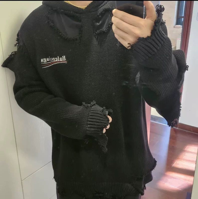 Balenciaga Balenciaga FW21 Wreck Coke Knit Hoodie 2504-Nextarrow Size US M / EU 48-50 / 2 - 6 Thumbnail